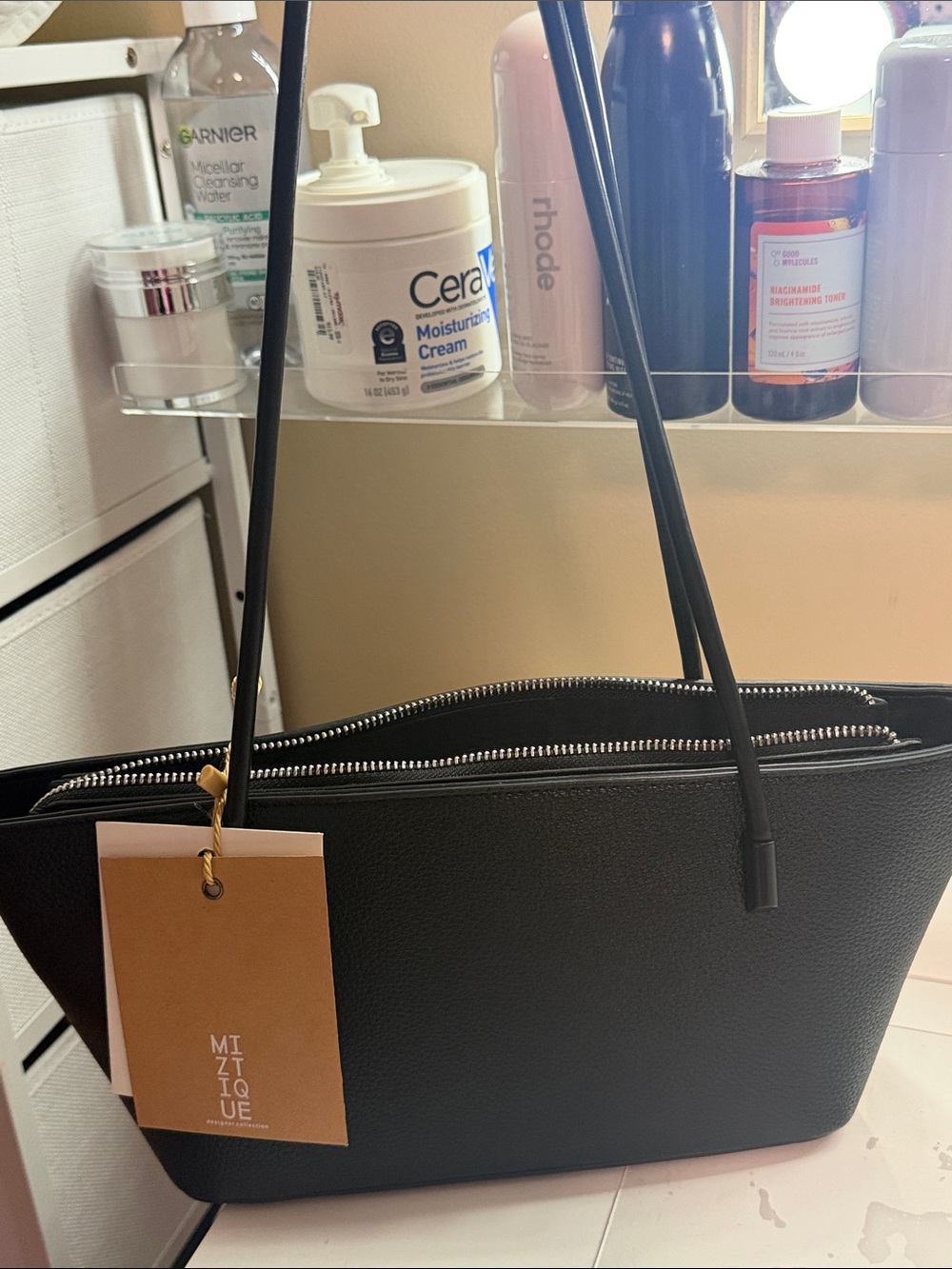Miztique Black Pebbled shoulder bag with Dual Shoulder Straps